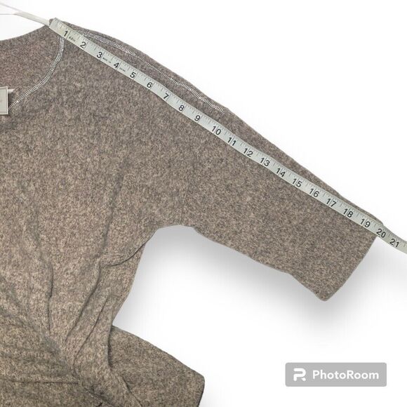 Joie de Vivre Womens Top Size M Gray Beaded Half Sleeve Tie Front Pullover Fall - Picture 6 of 8